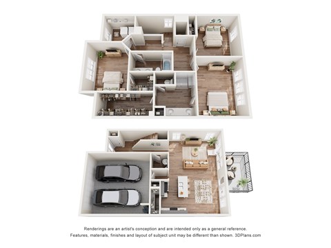 Floor plan for 3 beds, 2.5 baths, 1861 sqft